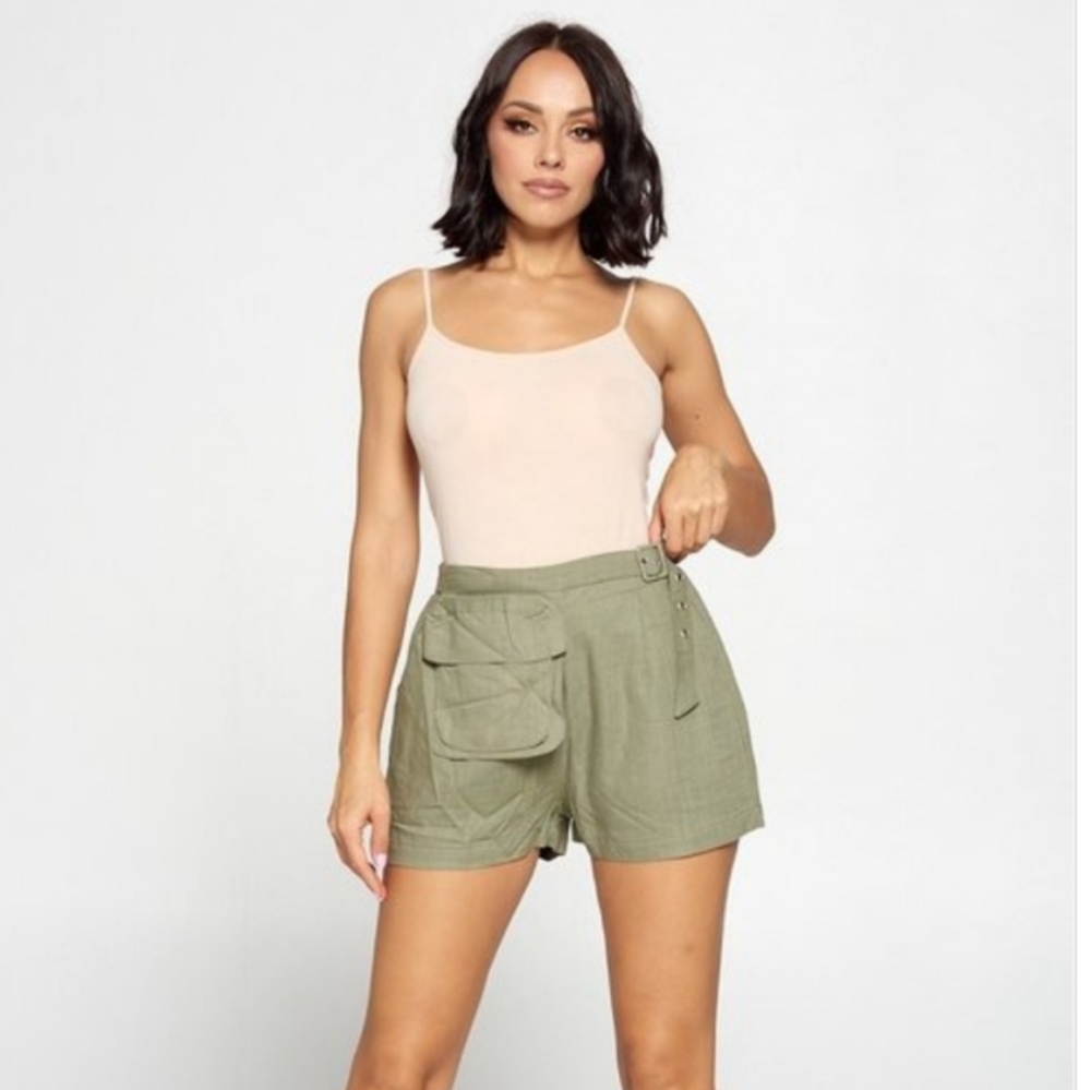 Womens Khaki Shorts Attached Fanny Pak And Pocket - Picture 3 of 7